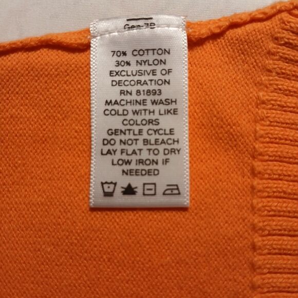 Sweater Size-L Orange 8 Button Closure W/ Round Neckline W/Three Quarter Sleeve - Picture 6 of 10